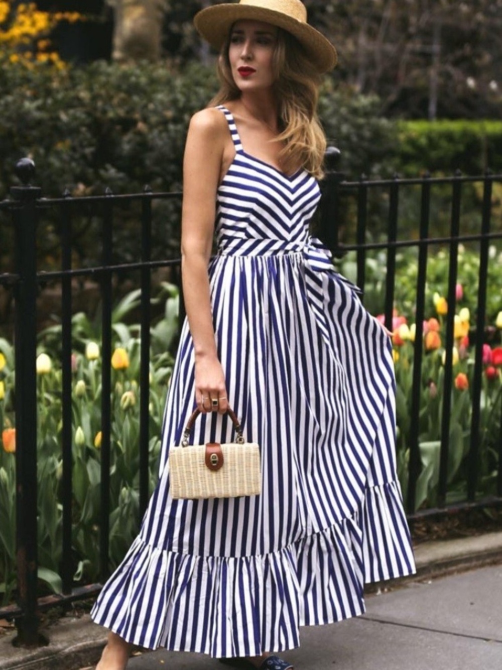 J.Crew Stripe Ruffle Cotton Maxi Dress NWOT NO BELT